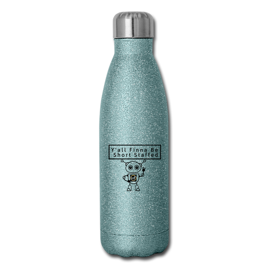 Short Staffed Insulated Stainless Steel Water Bottle - turquoise glitter