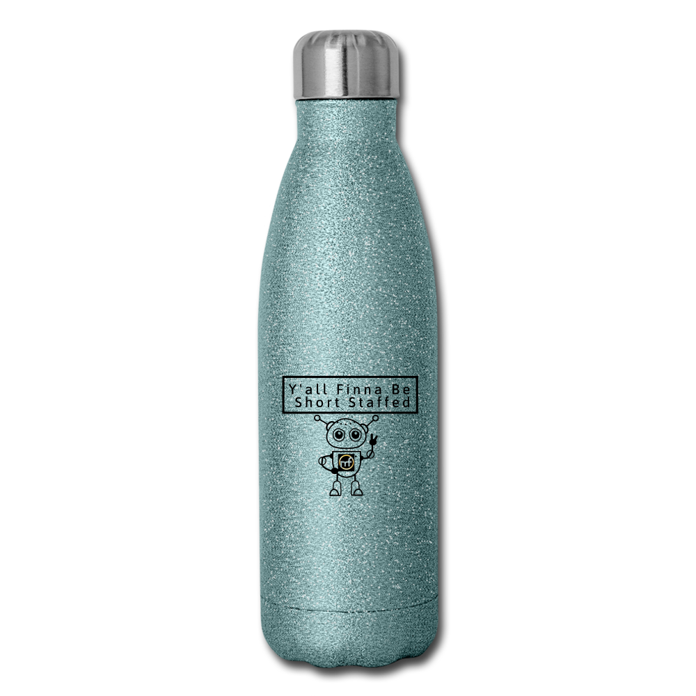 Short Staffed Insulated Stainless Steel Water Bottle - turquoise glitter