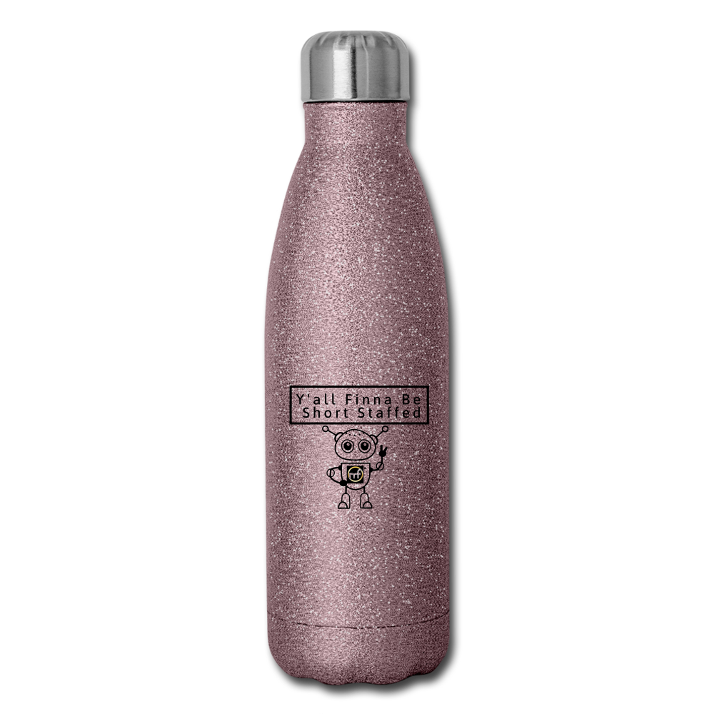 Short Staffed Insulated Stainless Steel Water Bottle - pink glitter