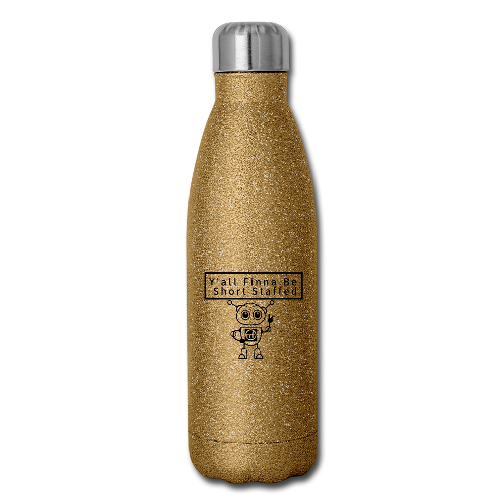 Short Staffed Insulated Stainless Steel Water Bottle - gold glitter