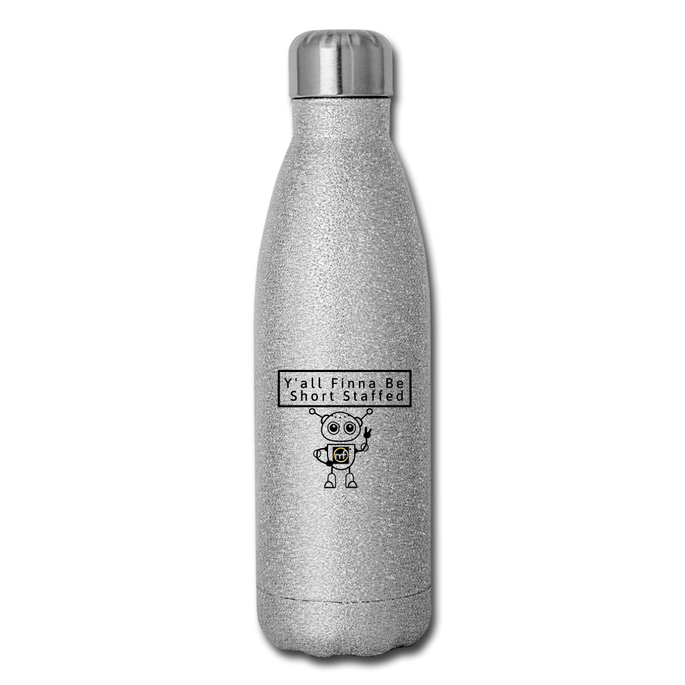 Short Staffed Insulated Stainless Steel Water Bottle - silver glitter